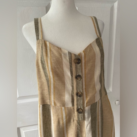 NWT Romeo+ Juliet Linen Blend Tie Back Striped Wide Leg Jumpsuit Size M - Picture 6 of 14
